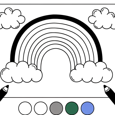 Beautiful rainbow coloring page showcasing an arch across the sky