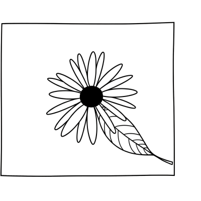Black Eyed Susan coloring page showing flower with golden petals and dark center