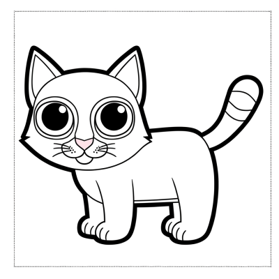 Coloring page illustration of a bobcat with short tail and tufted ears