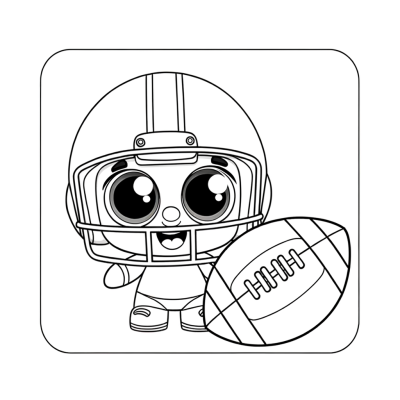 Cartoon football helmet and ball coloring page outline for kids