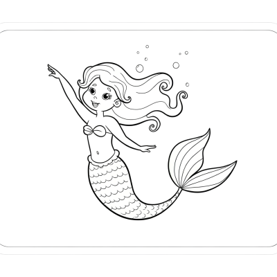 Cartoon mermaid performing graceful underwater twirl coloring page
