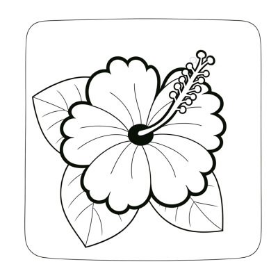 Cartoon hibiscus flower coloring page with large petals outline