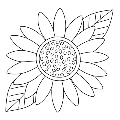 Cheerful sunflower coloring page with large center and detailed petals for printing