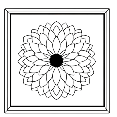 Dahlia mandala coloring page with multiple layers of detailed petals in circular pattern
