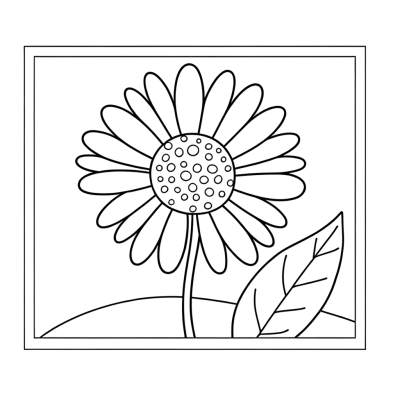Delicate daisy flower coloring page with white petals outline drawing