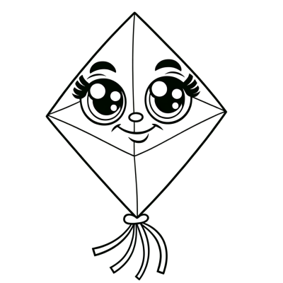 Diamond kite flying in sky coloring page outline drawing