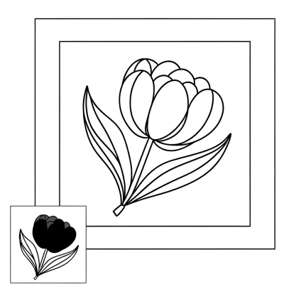 Double tulip coloring page with extra petals and detailed flower design