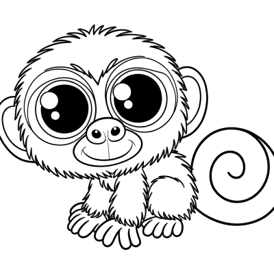 Golden snub-nosed monkey coloring page showing fluffy primate with soft fur