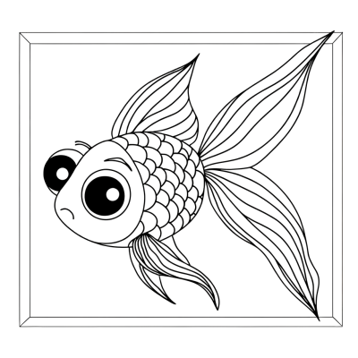 Coloring page of a graceful goldfish with flowing fins swimming