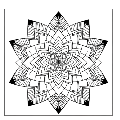 a lotus flower mandala with layered petals coloring page
