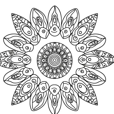 Butterfly wing mandala coloring page with symmetrical patterns and intricate wing designs