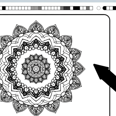 Intricate henna-inspired mandala coloring page with geometric patterns and flowing designs