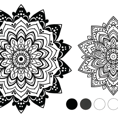 Intricate mandala coloring page with henna-inspired geometric patterns and detailed symmetrical design