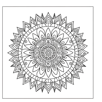 Ocean wave mandala coloring page with intricate circular patterns featuring flowing wave designs