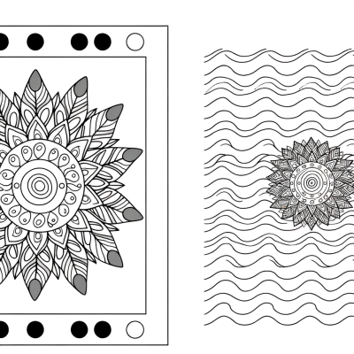 Ocean wave mandala coloring page with intricate wave patterns and circular geometric design