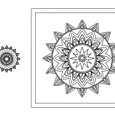 Detailed star pattern mandala coloring page with intricate geometric edges