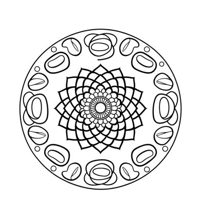 Zen garden stone pattern mandala coloring page with circular design and natural stone elements