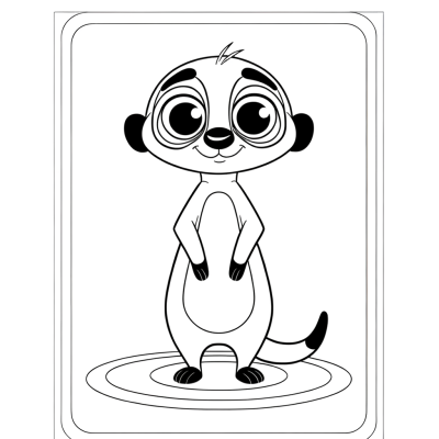 Coloring page of a meerkat standing upright on guard duty