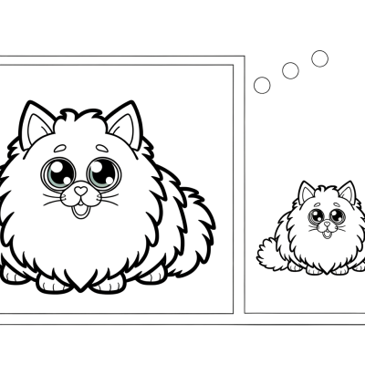 Coloring page outline of a Norwegian Forest Cat with thick fluffy fur
