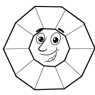 Pentagon shape with five equal sides coloring page for children