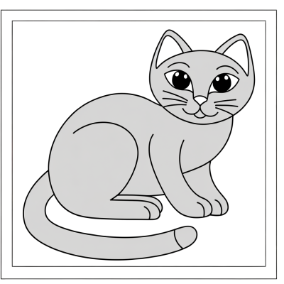 Russian Blue cat coloring page showing elegant grey coat and refined features