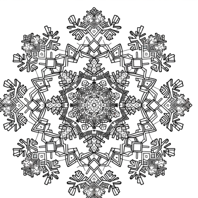 Snowflake mandala with intricate crystalline patterns