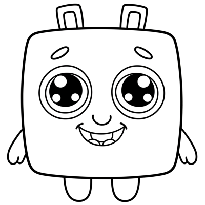 Happy square shape coloring page with smiling face for kids