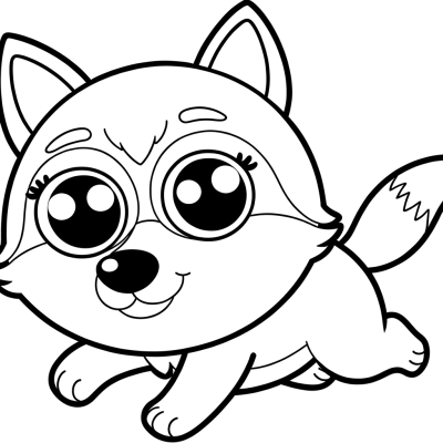 Coloring page illustration of a timber wolf running with its pack in the wild