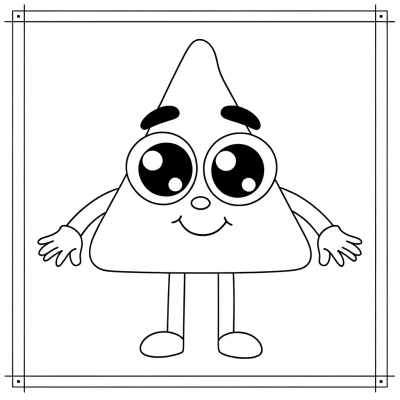 Simple upright triangle shape outline for coloring