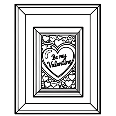 Valentine card with 'Be My Valentine' message coloring page
