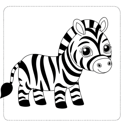 Zebra coloring page showing a zebra in profile view with detailed stripe patterns for coloring
