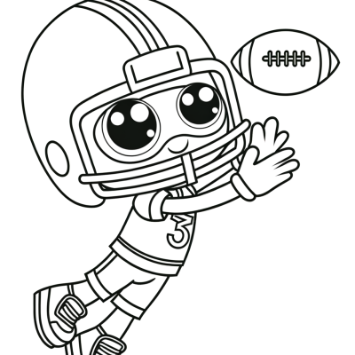 A coloring page of an American football player catching a touchdown.