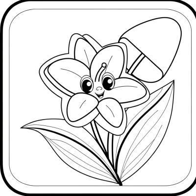 Easter lily flower coloring page showing a detailed bloom with petals and botanical features