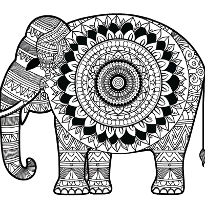 Intricate elephant mandala with Indian-inspired details