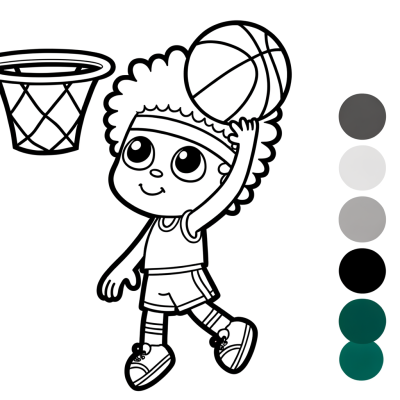 Basketball player dunking coloring page