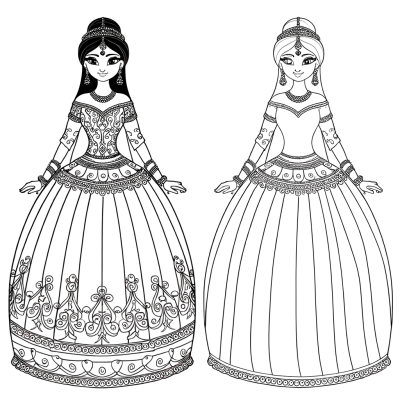 beautiful princess in ball gown coloring page