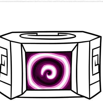Coloring page of a blocky portal with purple glowing effects leading to another dimension