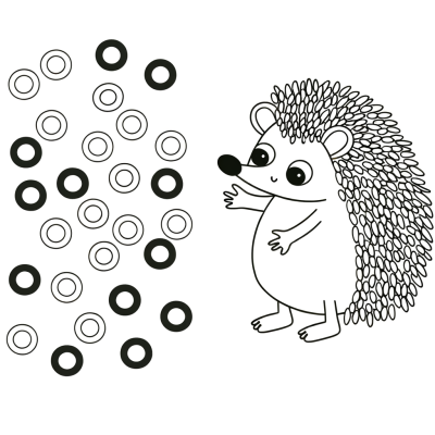 Illustration of a blue hedgehog collecting golden rings