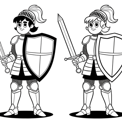 brave knight with sword and shield coloring page