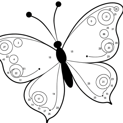 Butterfly connect the dots coloring page for kids