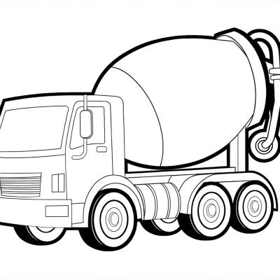 Cement mixer truck coloring page for kids