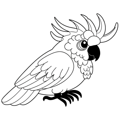 Cockatoo with raised crest feathers coloring page