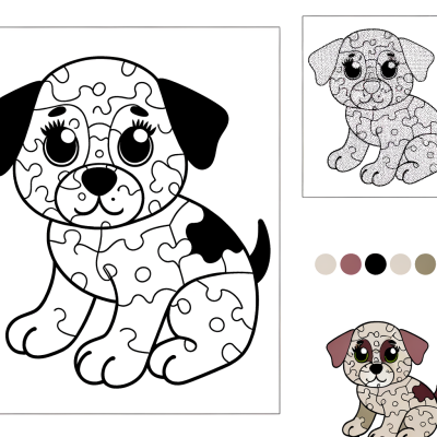 Cute puppy dog connect the dots puzzle image