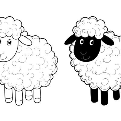 fluffy sheep with curly wool coloring page