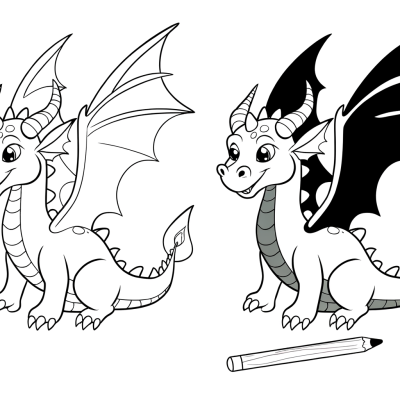 friendly dragon with wings coloring page