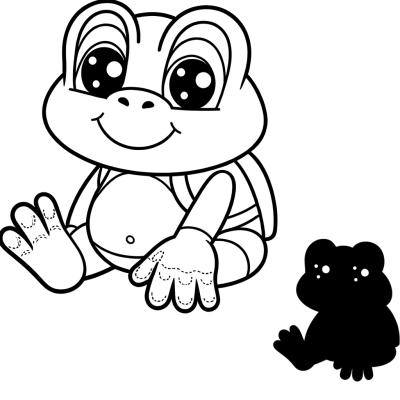 green frog sitting coloring page
