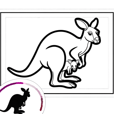 Kangaroo with baby in pouch coloring page
