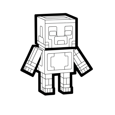 Coloring page of a figure similar to a Minecraft character