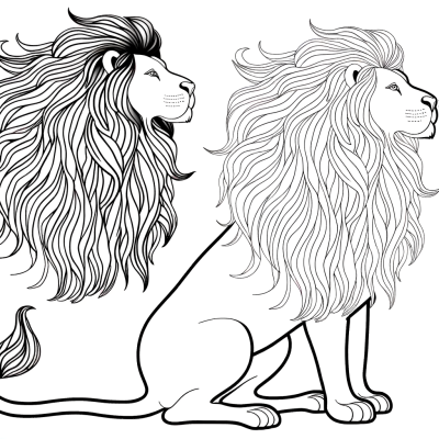 Majestic lion with a flowing mane coloring page