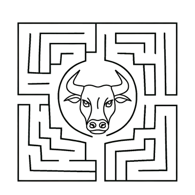 minotaur bull head labyrinth coloring page